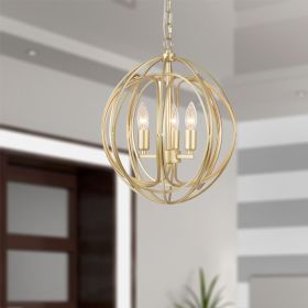 Nelpin Soft Brushed Gold 3-Light Globe Cage Pendant