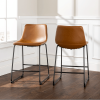 Industrial Faux Leather Counter Stools, Set Of 2 Grey