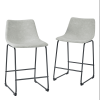 Industrial Faux Leather Counter Stools, Set Of 2 Grey