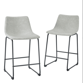 Industrial Faux Leather Counter Stools, Set Of 2 Grey