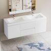 60" Floating Bathroom Vanity with Sink, Modern Wall-Mounted Bathroom Storage Vanity Cabinet with Double Resin Top Basin and Two Soft Close Drawers