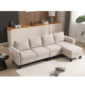 [NEW ARRIVED] [VIDEO PROVIDED] Convertible Sectional Sofa with Storage,L-shaped sofa,Four-seater sofa