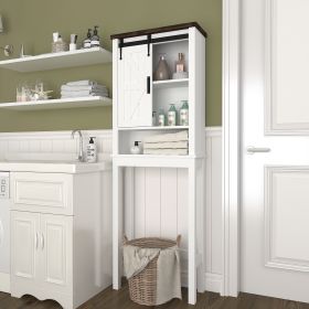 Over The Toilet Storage Cabinet, Farmhouse Above Toilet Storage Cabinet with Adjustable Shelves & Sliding Barn Doors