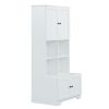 Tall and Wide Bathroom Floor Storage Cabinet, Bathroom Storage Unit, Freestanding Cabinet with 4 Doors, Adjustable Shelves, Open multi-layer Shelves