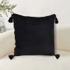 SOGA 2X Black Vintage Butterfly Pillow Tassel Velvet Square Throw Pillow