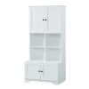 Tall and Wide Bathroom Floor Storage Cabinet, Bathroom Storage Unit, Freestanding Cabinet with 4 Doors, Adjustable Shelves, Open multi-layer Shelves