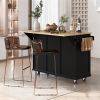 Kitchen Cart with Rubber wood Drop-Leaf Countertop ,Cabinet door internal storage racks