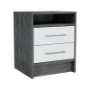 Smokey Oak and White 2-Drawer 1-Shelf Rectangle Nightstand