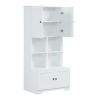 Tall and Wide Bathroom Floor Storage Cabinet, Bathroom Storage Unit, Freestanding Cabinet with 4 Doors, Adjustable Shelves, Open multi-layer Shelves