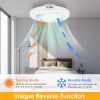 17.71in LED Ceiling Fan with Light Round Pendant Fan Lamp Low Profile Fan Light with 6 Fan Speed 3 Colors Remote Control APP Control Timer Function