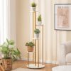 Indoor Metal Plant Stand Corner Plant Shelf for Potted Plant with Golden Metal Frame