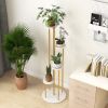 Indoor Metal Plant Stand Corner Plant Shelf for Potted Plant with Golden Metal Frame