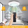 17.71in LED Ceiling Fan with Light Round Pendant Fan Lamp Low Profile Fan Light with 6 Fan Speed 3 Colors Remote Control APP Control Timer Function