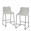 Industrial Faux Leather Counter Stools, Set Of 2 Grey