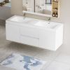 60" Floating Bathroom Vanity with Sink, Modern Wall-Mounted Bathroom Storage Vanity Cabinet with Double Resin Top Basin and Two Soft Close Drawers