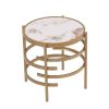 Modern Side Table, Pandora Sintered Stone End Table, Golden Small Coffee Table, 20.67''W x 20.67''D x 21.65'H