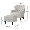 Contemporary Light Grey Fabric Club Chair and Ottoman Set, Stylish Upholstered Armchair with Matching Ottoman