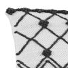 18 Inch Decorative Throw Pillow Cover, Crossed Trellis, White Fabric