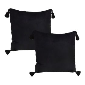 SOGA 2X Black Vintage Butterfly Pillow Tassel Velvet Square Throw Pillow