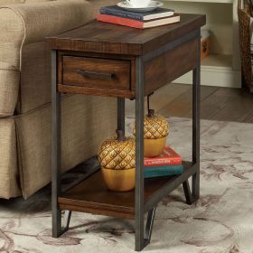 Modern Rustic Design 1pc Side Table / Nightstand Multi-Colored Panels Oak Finish USB Outlet Sofa Side Table Home Furniture