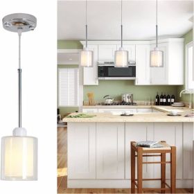 Glass Pendant Light, Modern Pendant Lighting for Kitchen Island, Farmhouse Mini Pendant Lamp with Chrome Nickel Adjustable for Dining Room, Sink