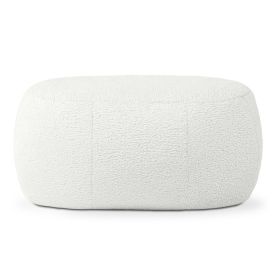 Jaxx Ellis Ottoman Shearling Faux-Lamb Plush Pouf for Modern Interior Design, Oval, Cloud