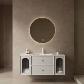 BAY 48" Bathroom Vanity with Sink, Modern Wall-Mounted Floating Plywood Bathroom Storage Cabinet with 2 Drawers and 2 Doors