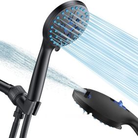 Handheld With 2 Gear Spray Gun 5 Gear Supercharged Shower (Option: Elegant Black-Single Shower Head)