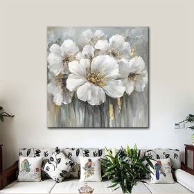 Hand Painted Oil Paintings Hand Painted Square Floral / Botanical Pop Art Living Room Hallway Bedroom Luxurious Decorative Painting (Style: 01, size: 100x100cm)