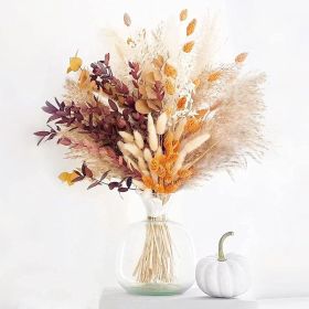 109pcs Natural Dried Pampa Grass Bouquet Large Phragmites Dried Flower Boho Home Decor Bouquet Room Holiday Wedding Party Decor (Color: 100pcs, Ships From: China)