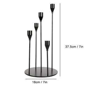 5 Head Luxury Metal Candle Holders Exquisite Candlestick Candle Stand Wedding Table Centerpieces Christmas Home Party Decoration (Color: 5 heads Black, Ships From: CN)