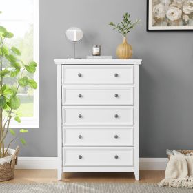 Modern 5 Drawers Dresser 5 Drawers Cabinet,Chest of Drawers Closet Organizers and Storage Clothes Storage Drawers Cabinet for Living Room (Color: White, Material: MDF)