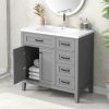 36' Bathroom Vanity with Sink Combo;  White Bathroom Cabinet with Drawers;  Solid Frame and MDF Board