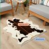 1pc Durable Faux Cowhide Rug - Washable, Low-Pile