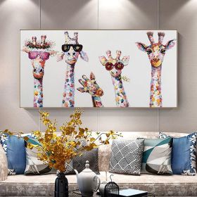 Hand Painted Oil Painting  Horizontal Abstract Animals Giraffe Modern Living Room Hallway Bedroom Luxurious Decorative Painting (Style: 01, size: 40x80cm)