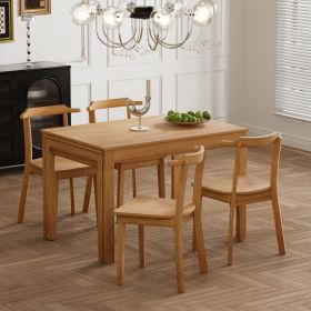 Farmhouse 65" 5-Piece Extendable Dining Table Set with Wheels Kitchen Table Set with 17.7" Pull-out Side Table and Dining Chairs for Small Places (Color: Natural, Material: Solid Wood)