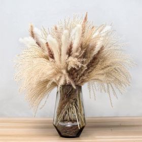 62/100/109pcs Natural Dried Pampa Grass Bouquet Phragmites Dried Flower Boho Home Decor Bouquet Room Holiday Wedding Party Decor (Color: 62pcs, Ships From: China)