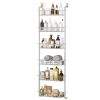 6 Tier Over Door Pantry Organizer Hanging Hooks Door Storage Rack Carbon Steel Basket 62.99in Over Door Shelf for Kitchen Bathroom