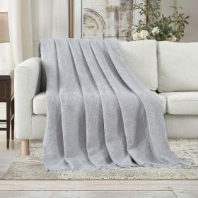 VERAMUSE 100% Cotton Blanket for Bed Weave Waffle Breathable Thin Blankets for Summer (Color: Gray, size: 108" x 90")