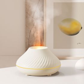 Newest RGB Flame Aroma Diffuser 130Ml 3d Colorful Flame Humidifier Fire Volcano Diffuser Flame (Color: White)