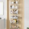 6 Tier Over Door Pantry Organizer Hanging Hooks Door Storage Rack Carbon Steel Basket 62.99in Over Door Shelf for Kitchen Bathroom