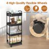 Rolling Utility Cart Movable Storage Organizer with Drawer Lockable Wheels 360 Degree Rotatable Hallow Design for Bedroom Bathroom Kitchen