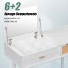 43.3" Classic Wood Makeup Vanity Set with Flip-top Mirror and Stool, Dressing Table with Three Drawers and storage space